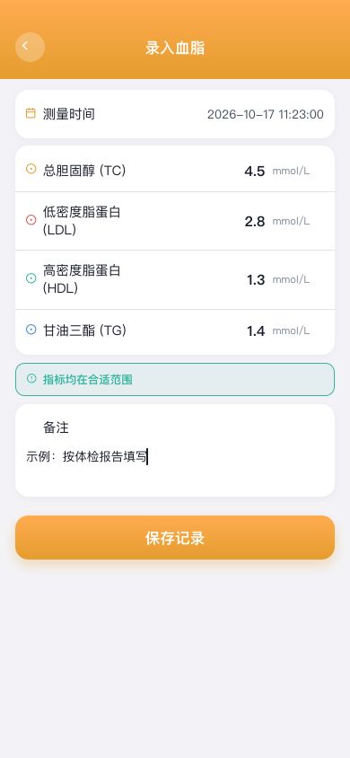 图5　按报告填写血脂项目，缺失项留空。