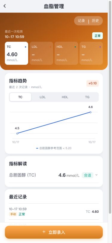 图6　最近一次只填TC时，其他项目保留“-”。